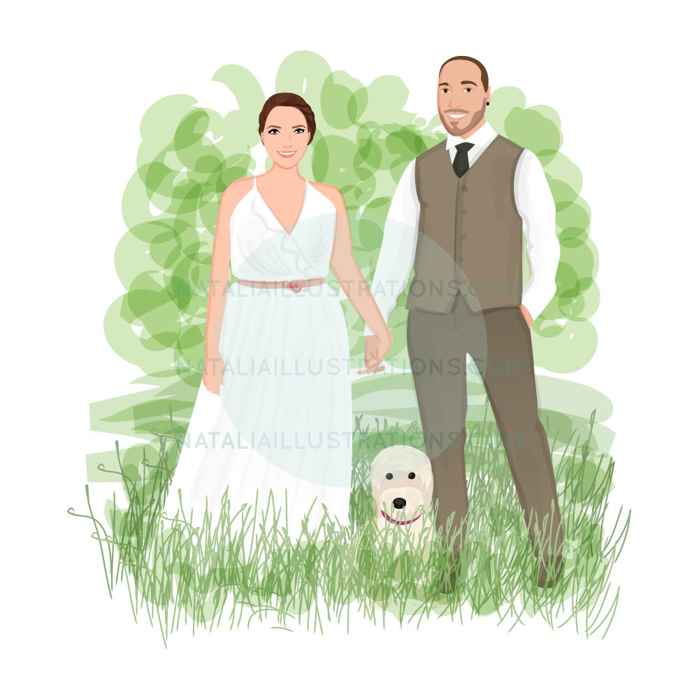 Wedding illustration happy couple