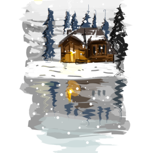 Winter Lake Ready-to-Print Illustration Download for Personal Use
